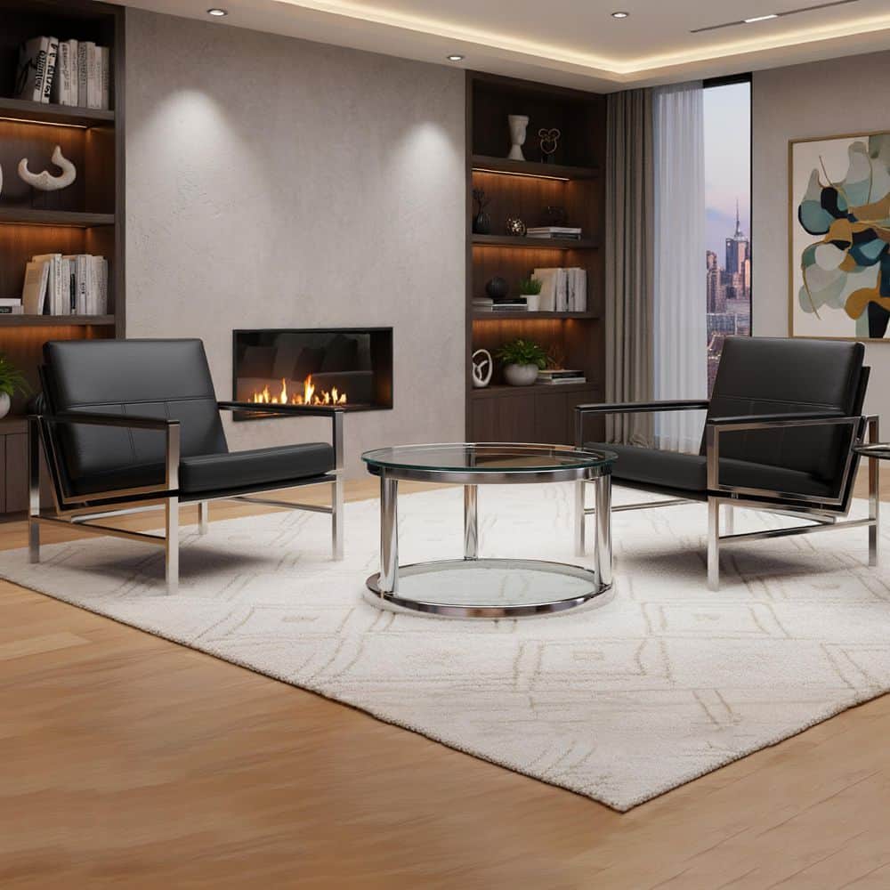Studio Designs Home Atlas Signature Black/Chrome Genuine Leather