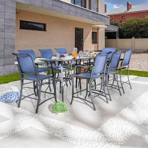 Blue 11-Piece Metal Outdoor Bistro Set