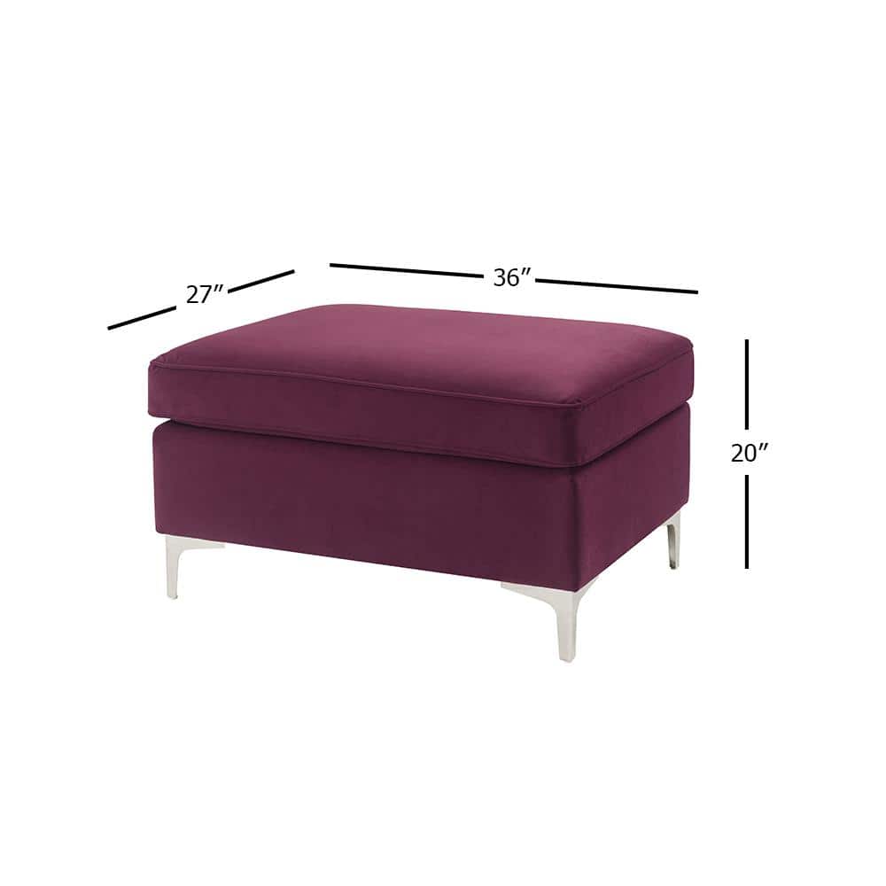 Jaszira Luxurious Burgundy Velvet Tufted Ottoman