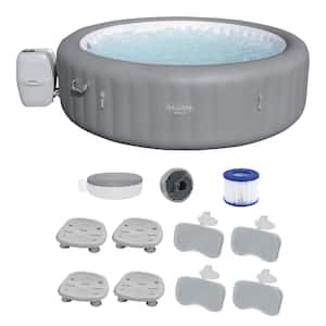 Grenada 8-Person 190-Jet Round Inflatable Hot Tub with Pool and Spa Seat (4-Pack) and Headrest (4-Pack)
