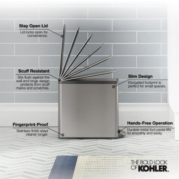 KOHLER 2.5 Gal. Stainless Steel Slim Trash Can K-20957-ST - The Home Depot