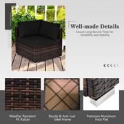 7 Piece Wicker Patio Conversation Set with 60000 BTU Fire Pit Table & Protective Cover & Black Cushions