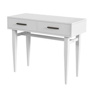 Lavery 16.25 in. x 32 in. H x 40 in. W x 16.25 in. D White Rectangle Wood Console Table with Storage White
