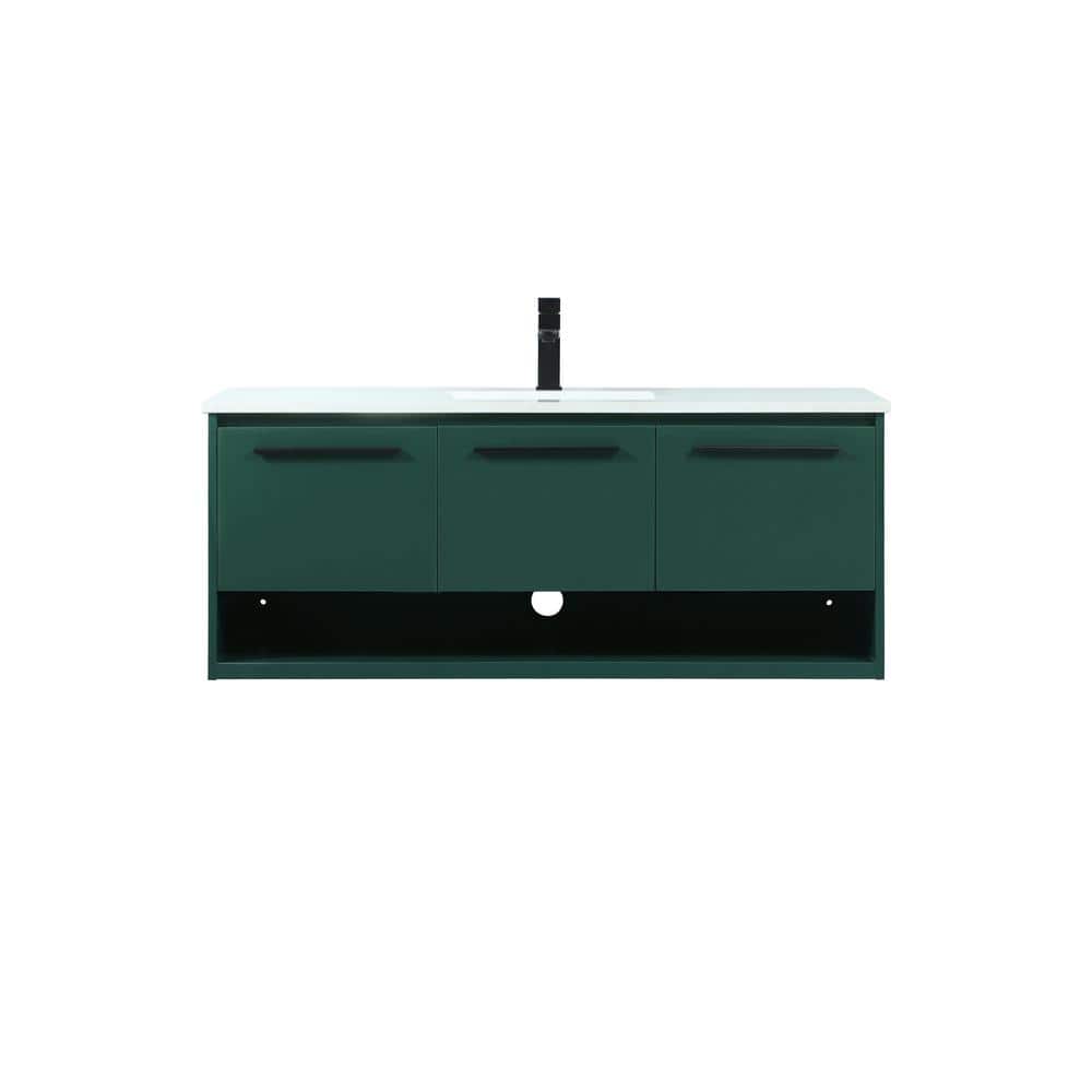 Timeless Home 48 in. W Single Bath Vanity in Green with Engineered Stone Va
