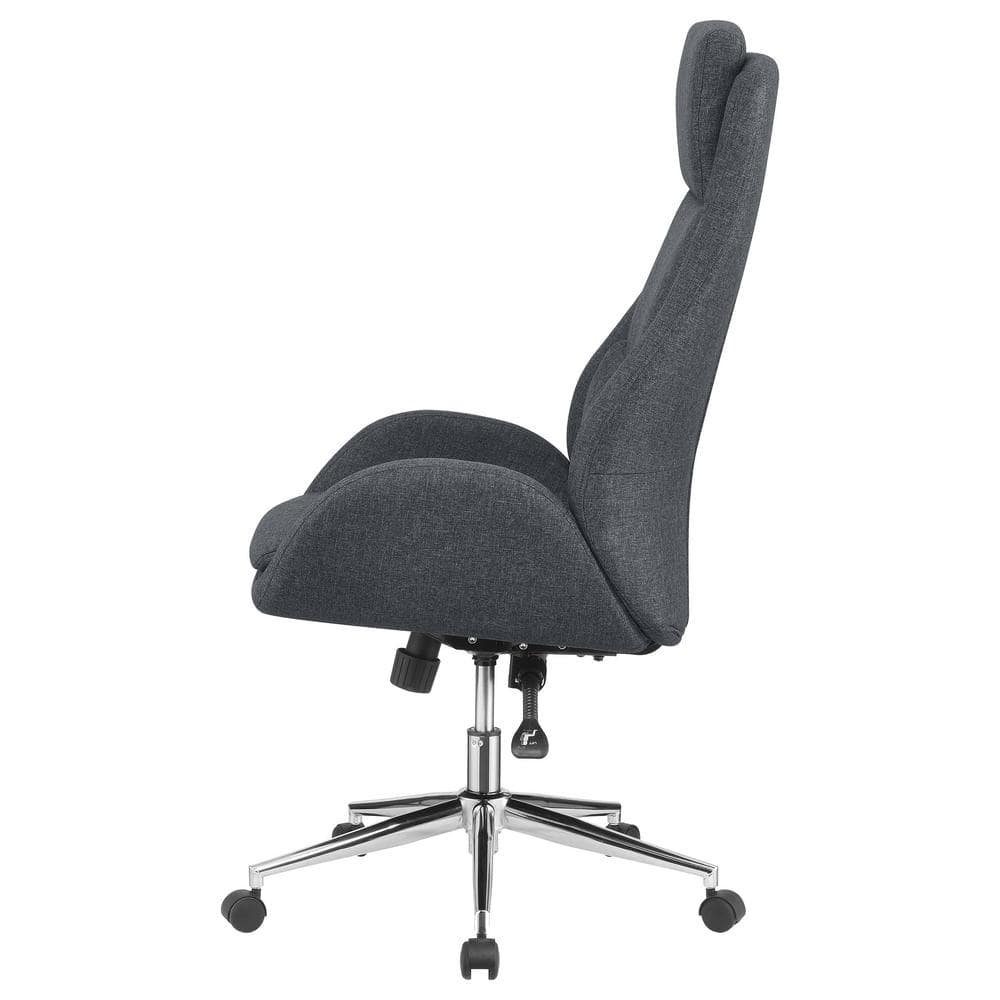 Gray Leatherette and Fabric High Back Executive Chair with Adjustable Arms