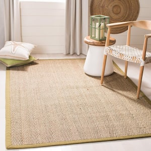 Natural Fiber Beige/Olive 5 ft. x 8 ft. Border Area Rug