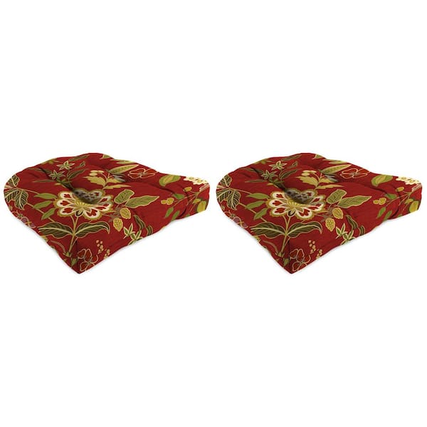 Jordan Manufacturing 19 in. L x 19 in. W x 4 in. T Outdoor Square Wicker Seat Cushion in Alberta Salsa (2-Pack)