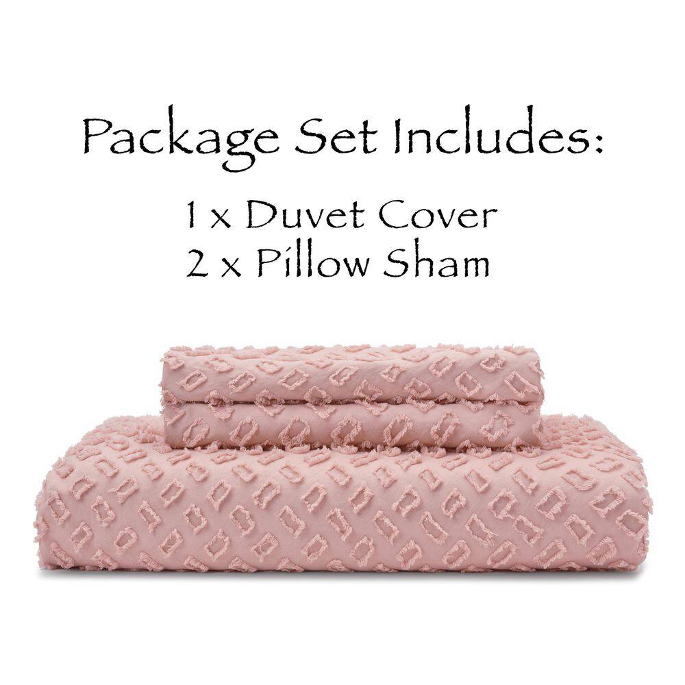 Mauve Twin Clipped Tufted Microfiber Duvet Cover Set
