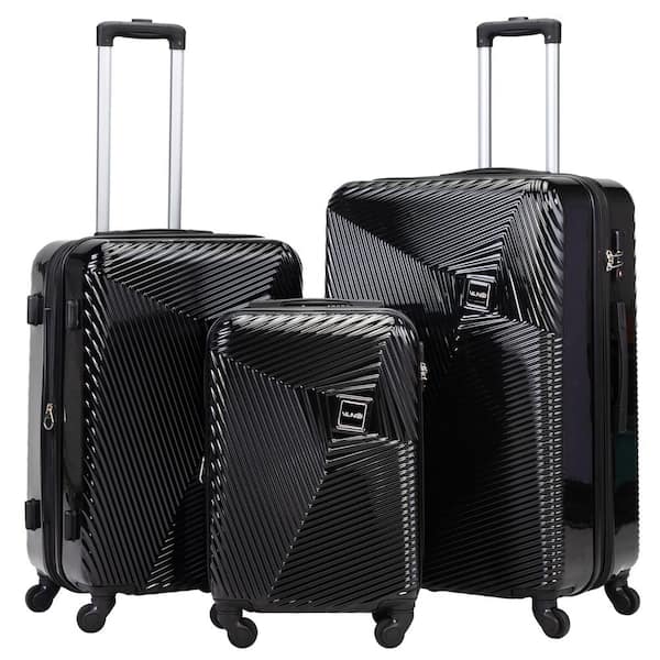 VLIVE 3-Pieces Hardshell Luggage Travel Set, Expandable Suitcase with Spinner Wheels Black