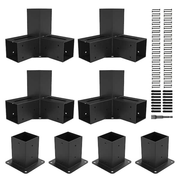 Mximu 4 x 4 in. Pergola Bracket Kit (8-Piece)-3-Way Corner Brackets, Weather Resistant for Outdoor Gazebo/Patio