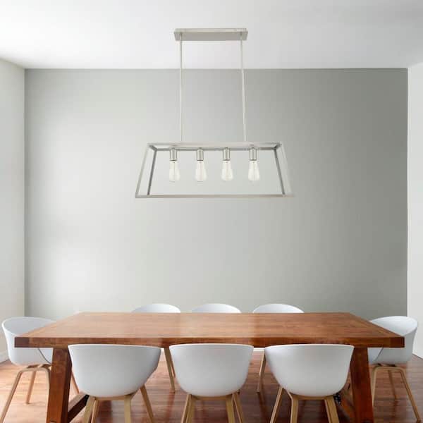 Morley 4-Light Satin Nickel Chandelier with Clear Glass Shade