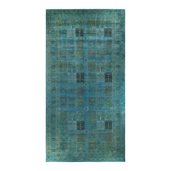 Overdyed Blue 10 ft. x 20 ft. Solid Wool Indoor Area Rug