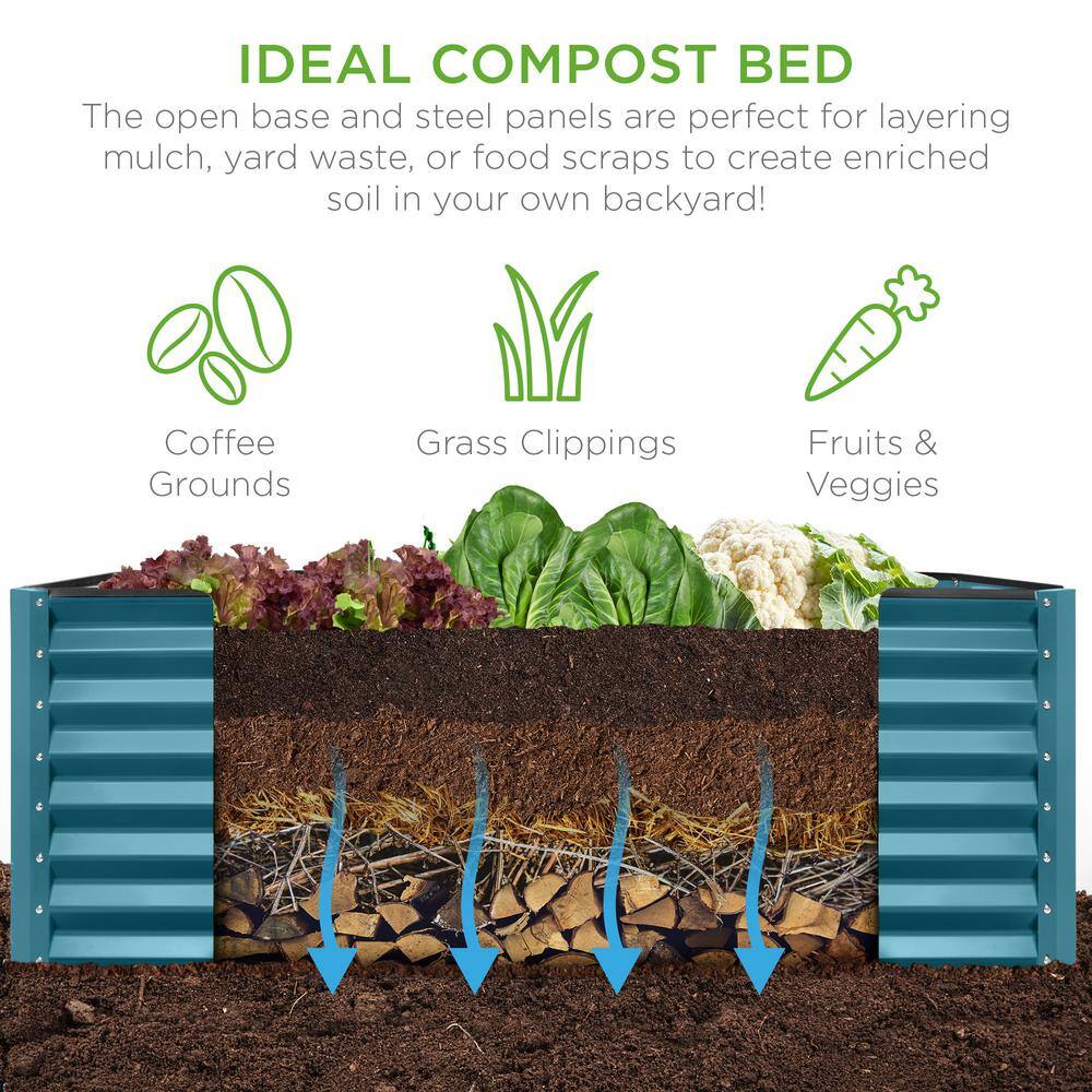 Peacock Blue 6x3x2ft Outdoor Metal Raised Garden Bed Planter
