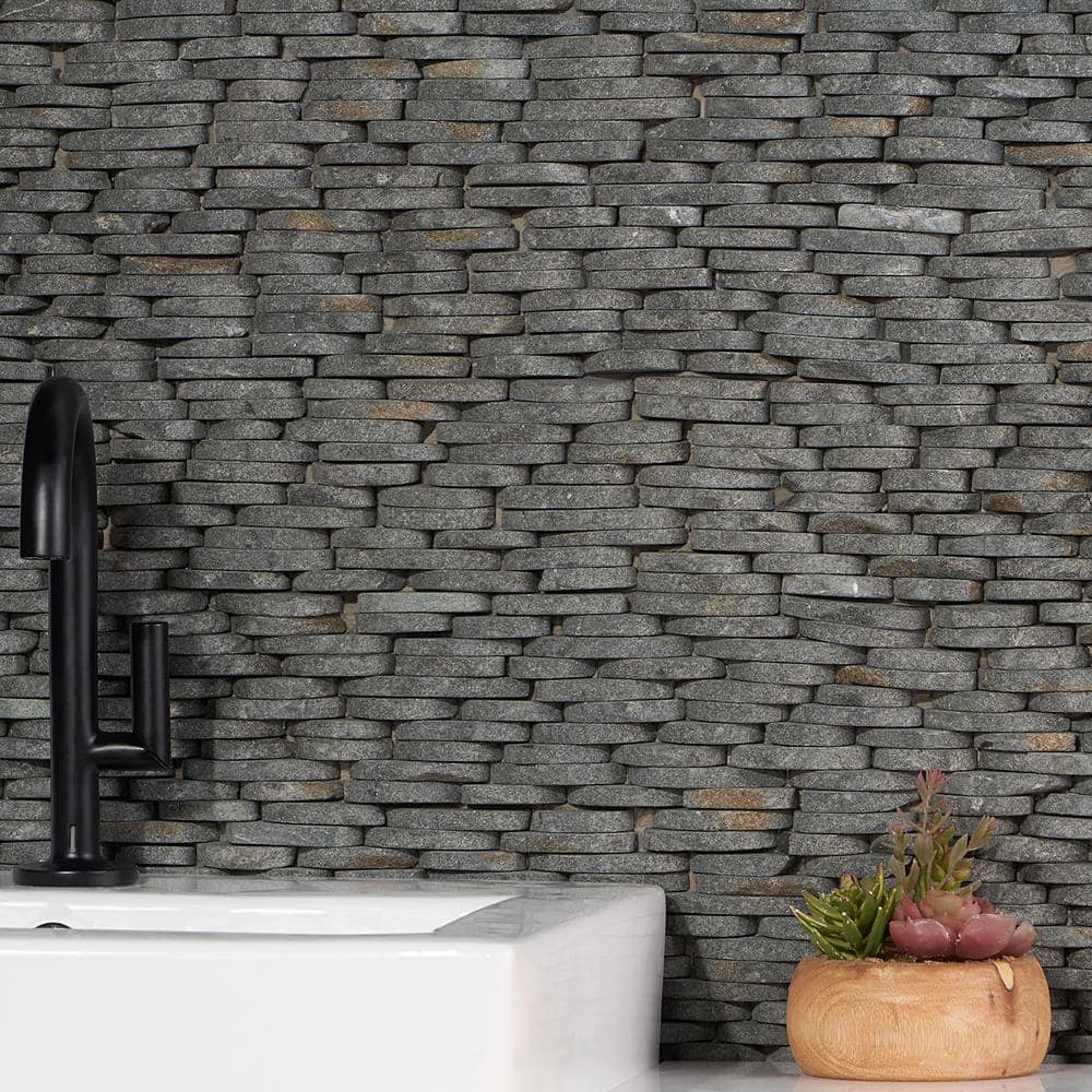 Picturesque 11" x 4" Natural Gray Slate Mosaic Tile