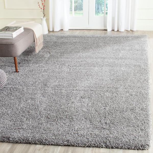California Shag Silver 7 ft. x 7 ft. Square Solid Area Rug