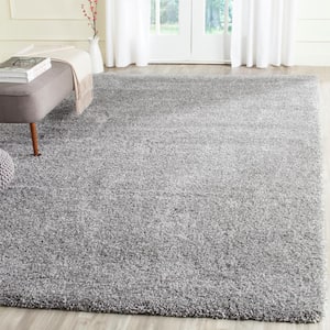 California Shag Silver 8 ft. x 10 ft. Solid Area Rug