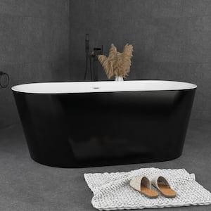 60 in. x 31 in. Freestanding Soaking Bathtub with Center Drain in Black