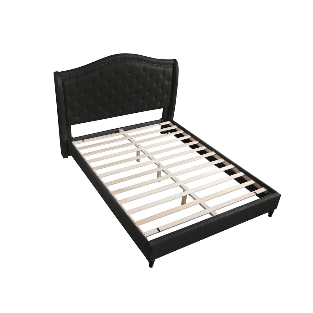 Kaiser Black King Upholstered Tufted Platform Bed