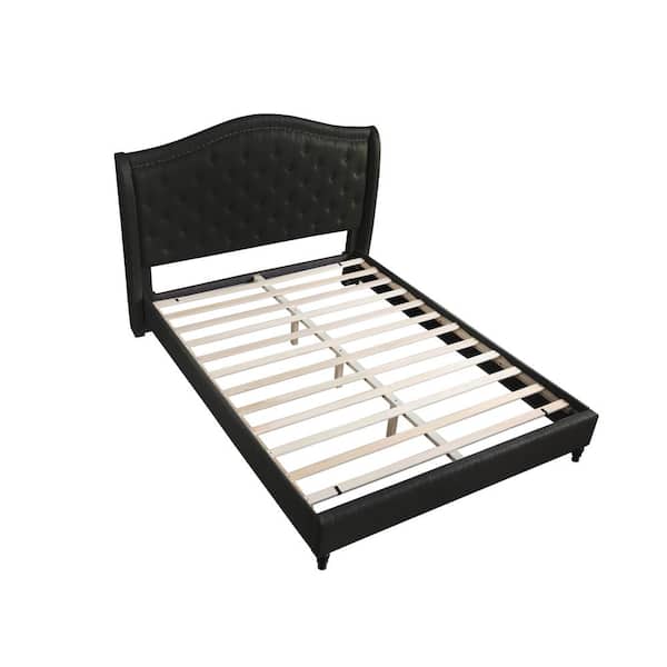 Unbranded Kaiser Black Queen Upholstered Tufted Platform Bed