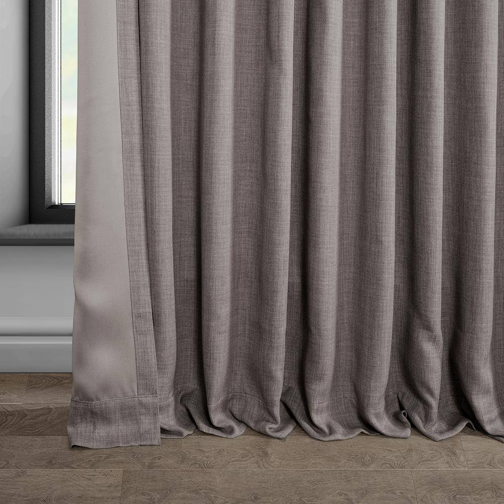 Mink 84" Faux Linen Blackout Curtain Panel