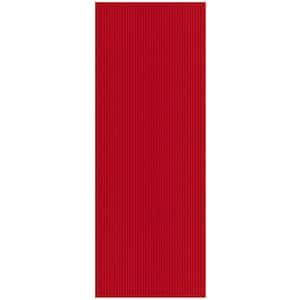 Ribbed Non-Slip Rubberback Indoor/Outdoor Long Hallway Runner Rug 2 ft. x 18 ft., Red Polyester Garage Flooring