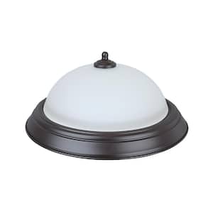 11 in. 15-Watt Bronze Integrated LED Ceiling Flush Mount with Frosted Glass Diffuser
