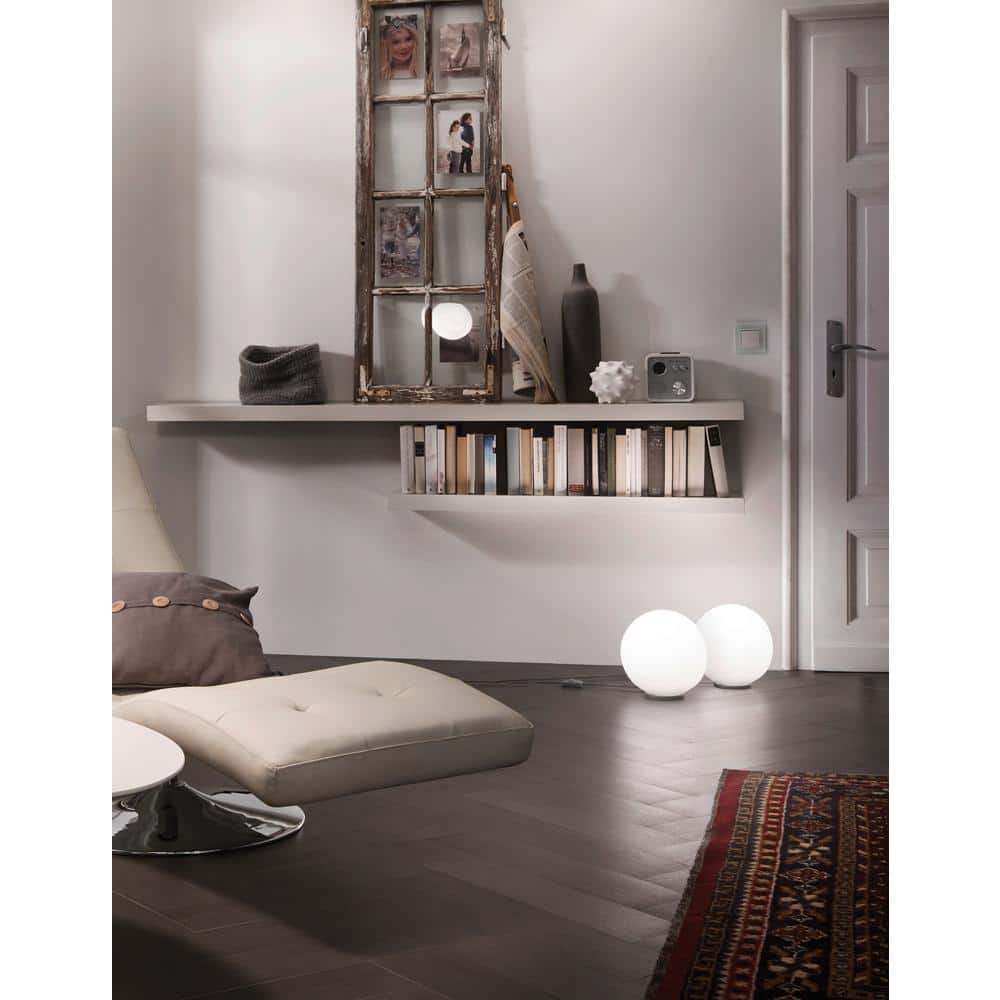 Eglo Rondo 8-Inch Silver Globe Table Lamp with Frosted Opal Shade