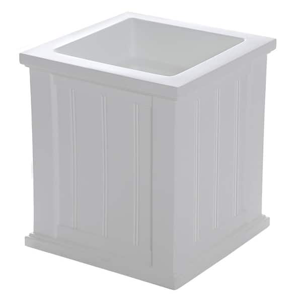 Mayne Cape Cod 16 in. Square Self-Watering White Polyethylene Planter