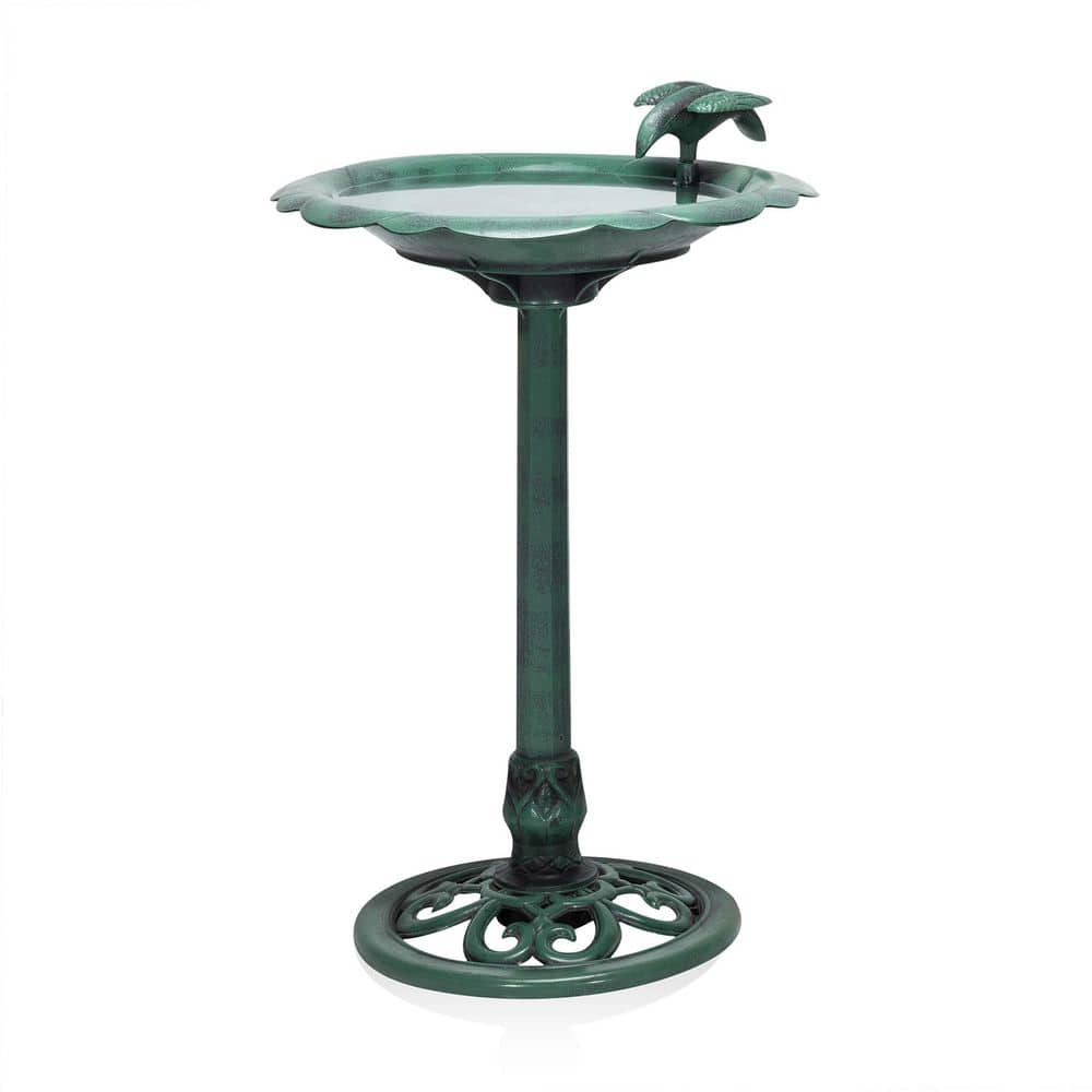 31 in. Tall Outdoor Antique Flower Birdbath with Bird Decoration Yard Statue, Green price history on PriceWatchPro