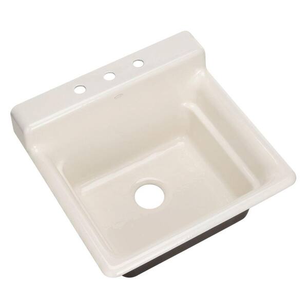 KOHLER Bayview Drop-In Cast Iron 25.5 in. 3-Hole Utility Sink in Biscuit