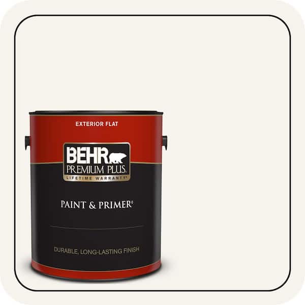 BEHR PREMIUM PLUS 1 gal. #730A-1 Smart White Flat Exterior Paint & Primer