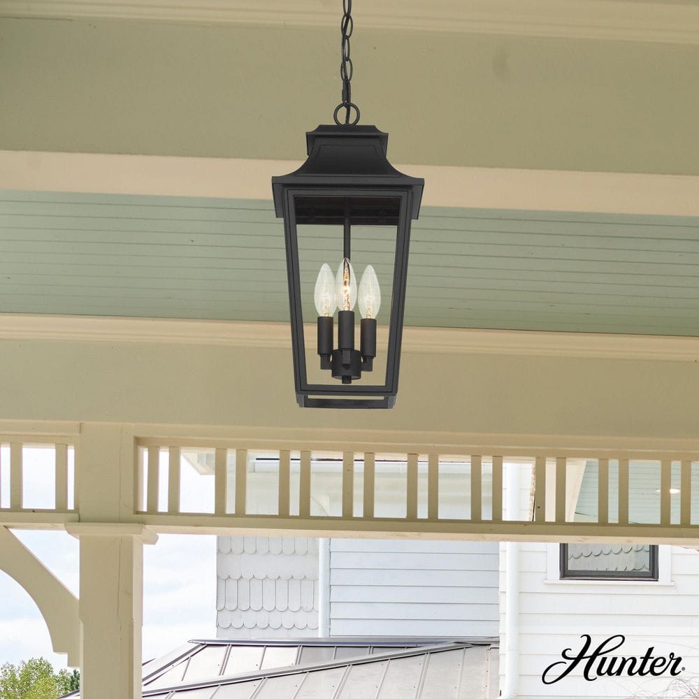 Hunter Hunter Spring Cove 3 Light Matte Black Rectangle Hardwired