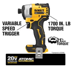 ATOMIC 20V MAX Cordless Brushless Compact 1/4 in. Impact Driver, (1) 20V 3.0Ah Battery, and 12V to 20V Charger