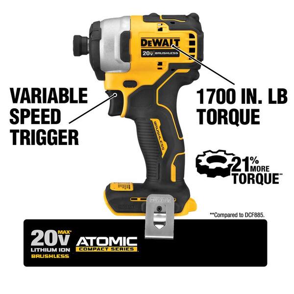 Centralisere fleksibel fortryde DEWALT ATOMIC 20V MAX Cordless Brushless Compact Drill/Impact 2 Tool Combo  Kit, 20V Impact Wrench, and (2) 1.3Ah Batteries DCK278C2WDCF880 - The Home  Depot