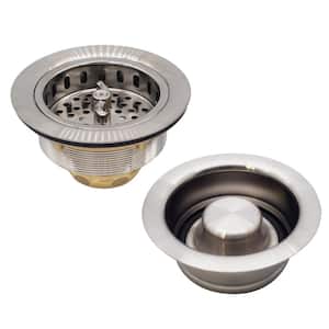 Wing Nut Style Kitchen Basket Strainer with Waste Disposal Flange and Stopper, Satin Nickel