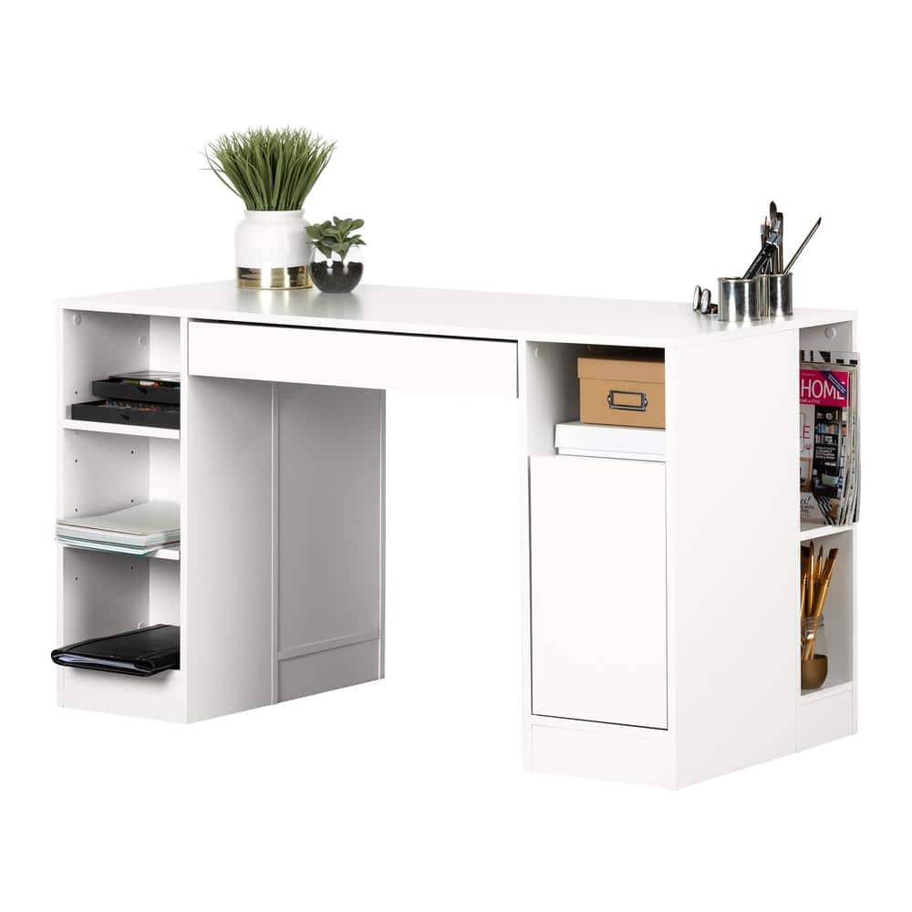 South Shore 53.5 in. Pure White Rectangular 2 -Drawer Computer Desk with  Adjustable Shelves 7550727 - The Home Depot