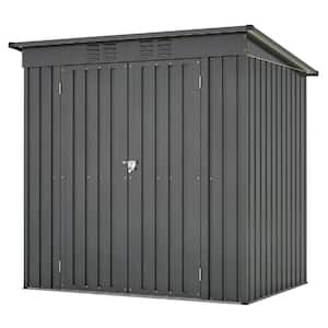 6 ft. W x 4 ft. D Outdoor Metal Shed with Double Door, All Weather Tool Shed for Garden, Black (24 sq. ft.)