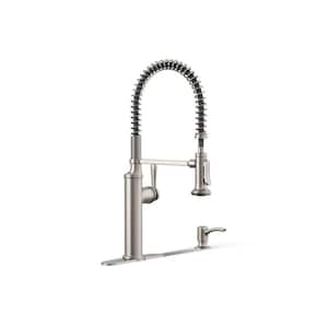 Sous Pro-Style Single Handle Pull Down Sprayer Kitchen Faucet in Vibrant Stainless Steel