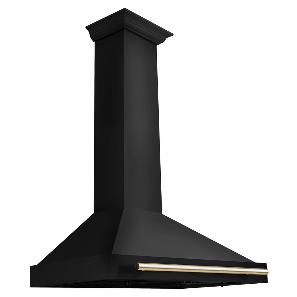 Autograph Edition 36 in. 400 CFM Convertible Wall Mount Range Hood in Black Stainless Steel and Polished Gold