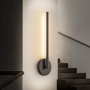 Yula 17.7 in. 1-Light Modern Black Linear Strip Wall Light Minimalist Tube Integrated LED 3000K Bathroom Vanity Light