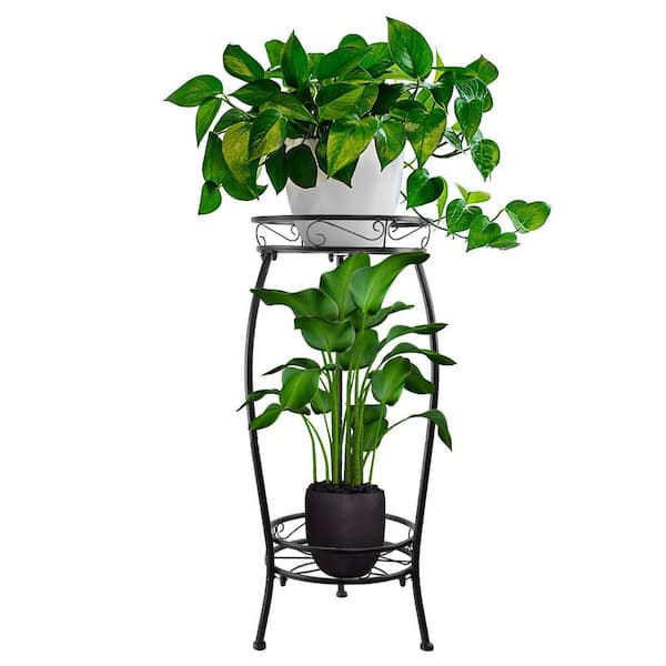 FAWEY TRED INC 2-Tier Metal Plant Stand Potted Flower Pot Stand, Heavy Duty Iron Planter Shelves Rack Anti-Rust Kits and Accessories