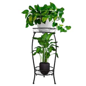 2-Tier Metal Plant Stand Potted Flower Pot Stand, Heavy Duty Iron Planter Shelves Rack Anti-Rust Kits and Accessories