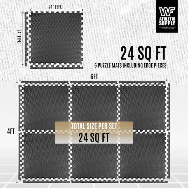 Exercise Puzzle Mat Black 24 in. x 24 in. x 0.5 in. EVA Foam Interlocking  Anti-Fatigue Exercise Tile Mat (6-Pack)