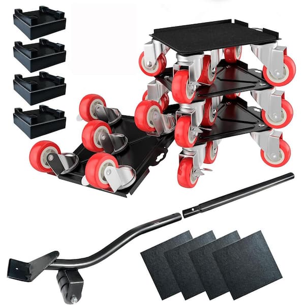 Angel Sar Max Capacity 3335 Ib. Furniture Sliders Lifters Tool Set with 5 Wheels for Moving Heavy Duty, Red
