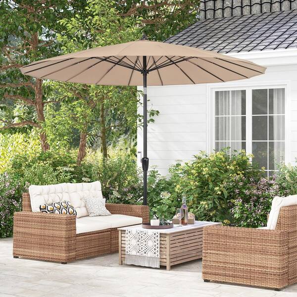 9 ft. Aluminum Market Patio Umbrella in Tan