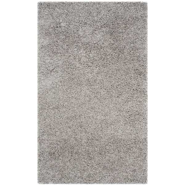 SAFAVIEH Laguna Shag Silver Doormat 3 ft. x 5 ft. Solid Area Rug