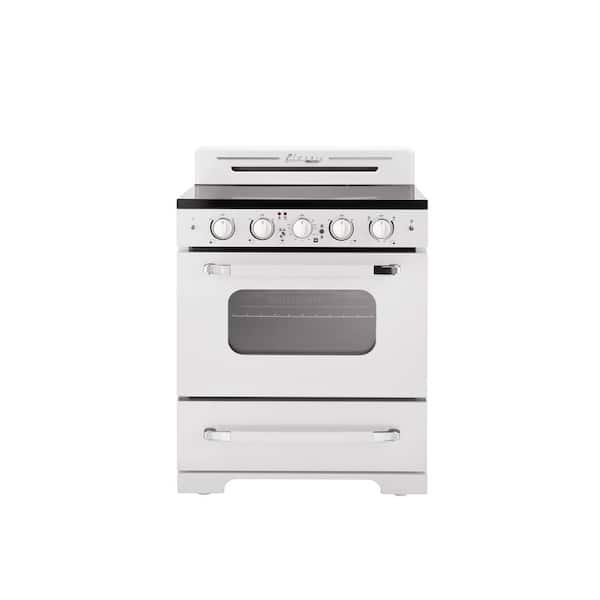 Unique Appliances Classic Retro 30" 5 element Freestanding Electric Range with Convection Oven in. Marshmallow White