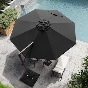 11 ft. x 11 ft. Patio Cantilever Umbrella, Heavy-Duty Frame Single Round Outdoor Offset Umbrella in Black