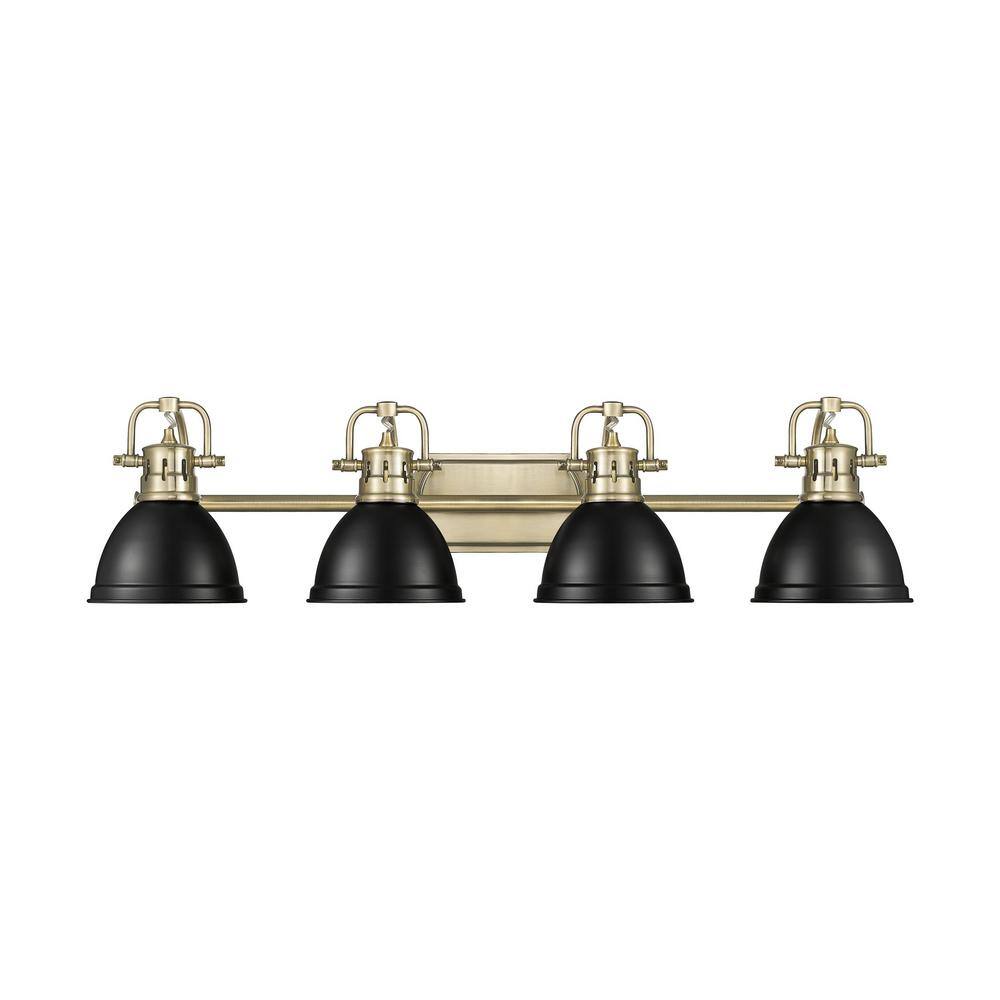 Duncan 8.25 in. 4-Light Aged Brass Vanity Light with Black Shade price history on PriceWatchPro