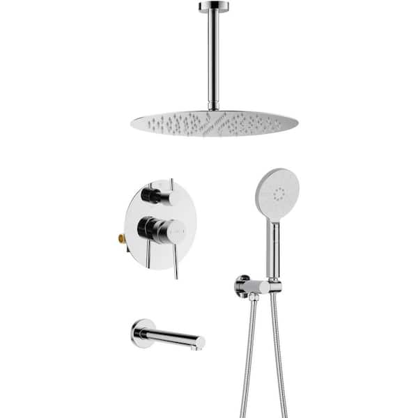 Circular 2 Handle 1-Spray Shower Faucet 1.8 GPM with Pressure Balance Corrosion Resistant in Chrome